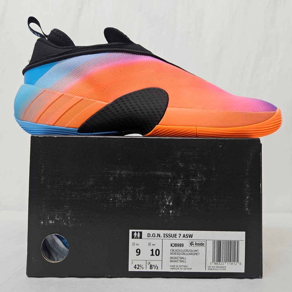 Adidas DON Issue 7 ASW Basketball Shoes KJ8989 Black Orange Blue Men's Size 9